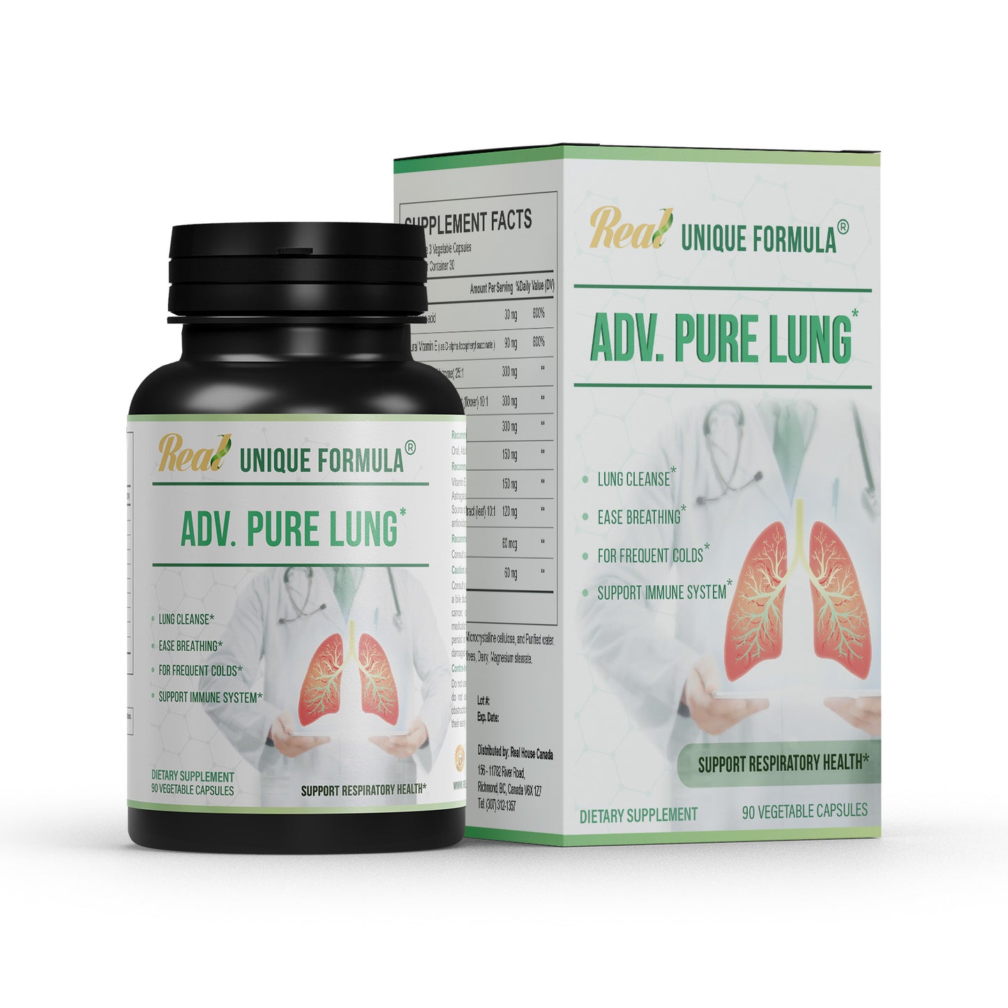 Turmeric Supplement: Unique Formula® Advanced Pure Lung, 90 Capsules